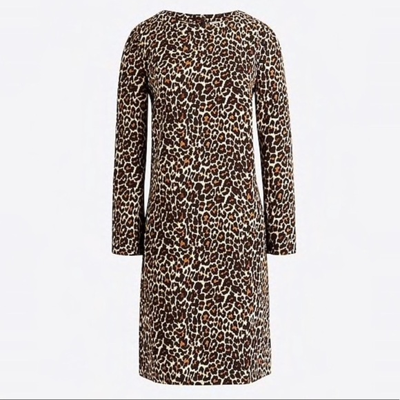 J. CREW NWT Crepe Shift Dress In Cat Leopard Print Size 4 - Picture 1 of 8